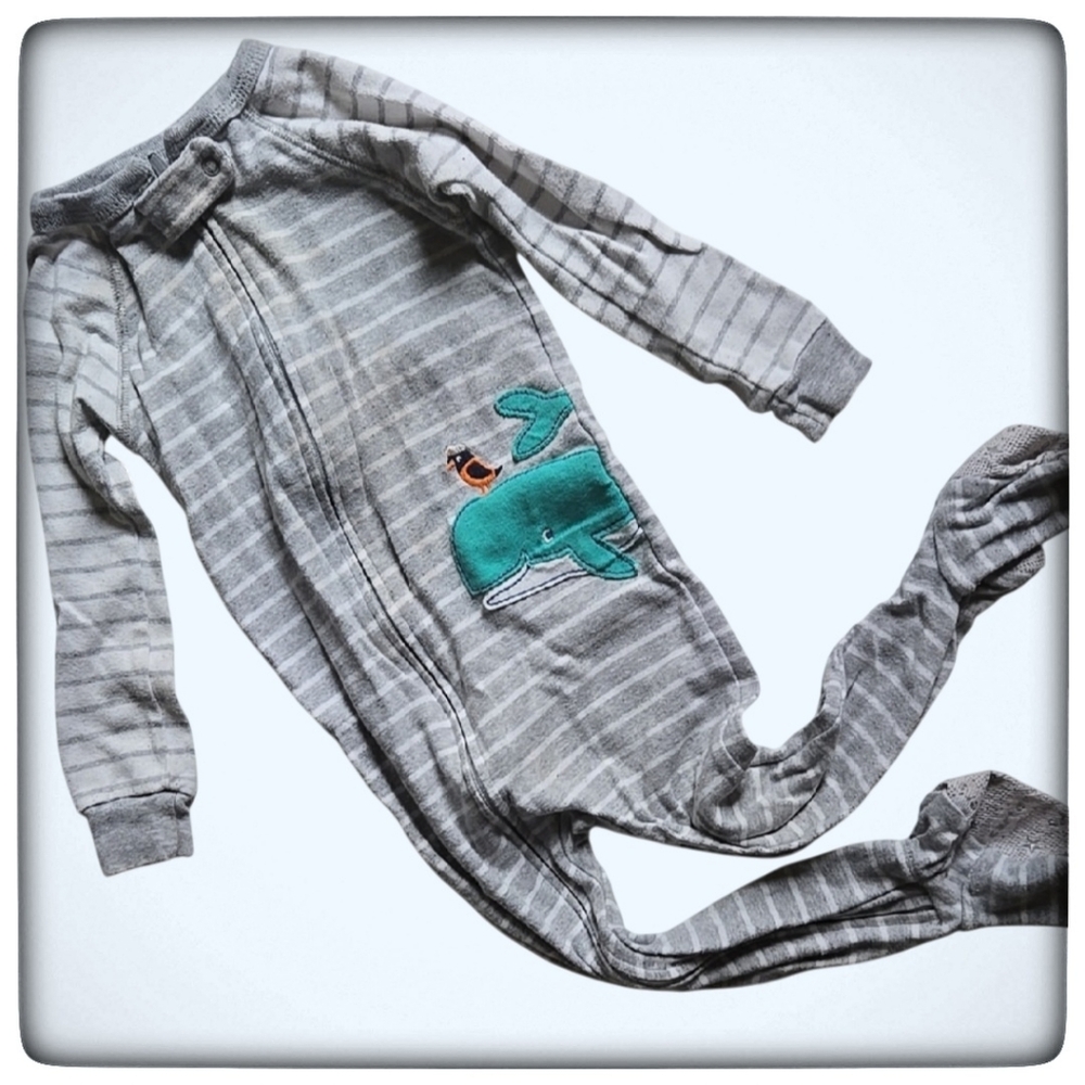 Carter's Striped Whale Onsie Footed Lught Cotton Sleeper-Size 24M